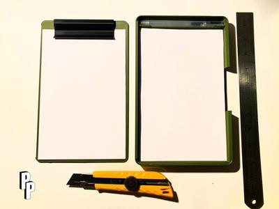 Scrap paper NotePad with integrated Clipboard - Letter sized paper (cut in half or folded)
