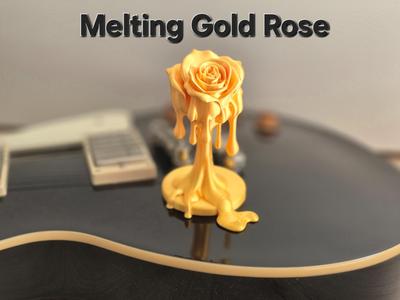 Melting Rose Sculpture in Gold