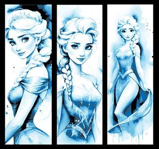 Fan Art Set of 3 Bookmarks - Disney Princess Elsa portrait of Icy Beauty from Frozen