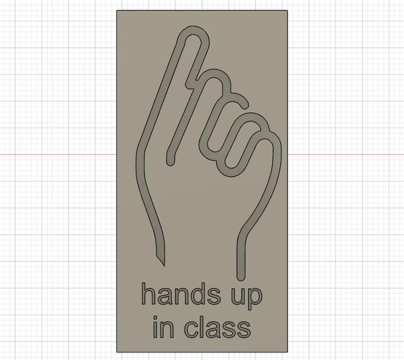 "hands up in class" sign