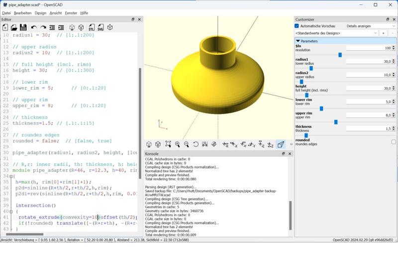 Parametric Pipe Adapter - Customizable