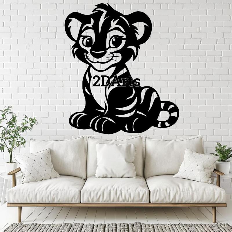 Cartoon Baby Tiger 2D Wall Art/Window Art - Digital STL & SVG Files for 3D Printing and Laser Cuttin
