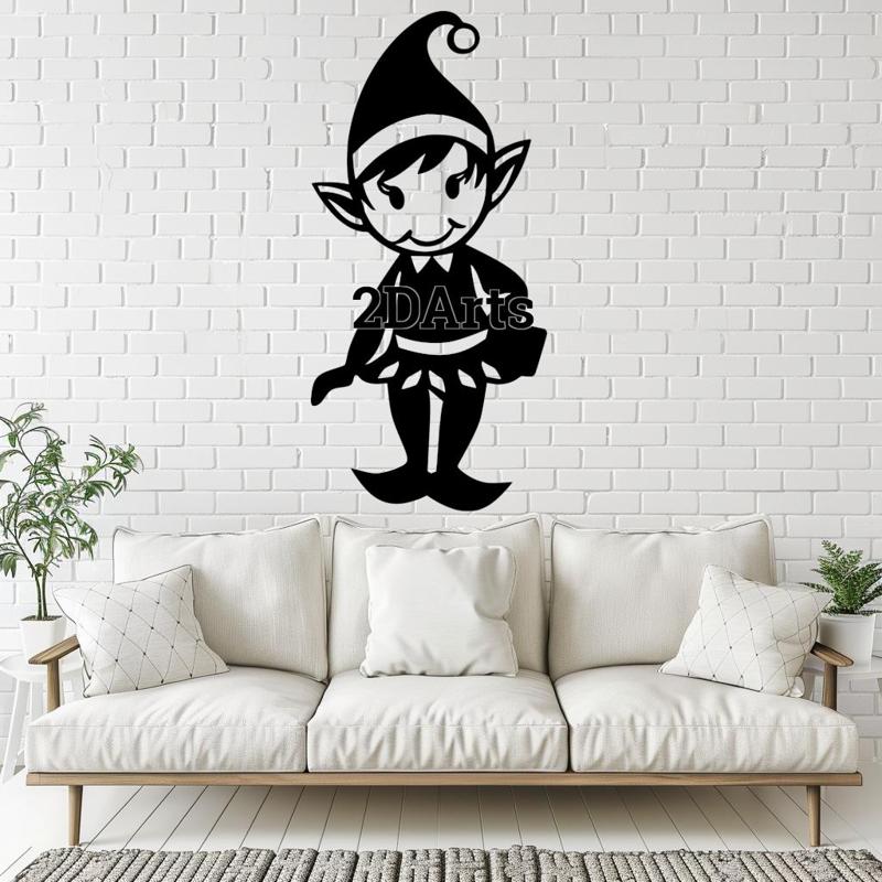 Christmas Elf 2D Wall Art/Window Art - Digital STL & SVG Files for 3D Printing and Laser Cutting