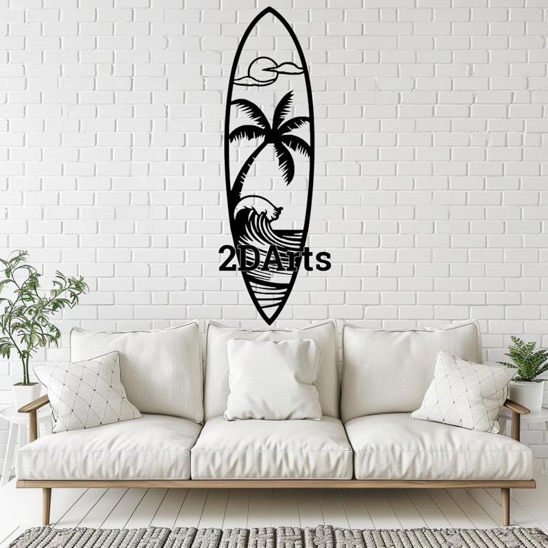 Surfboard 2D Wall Art/Window Art - Digital STL & SVG Files for 3D Printing and Laser Cutting