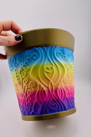 Carved Filigree Heart Pot