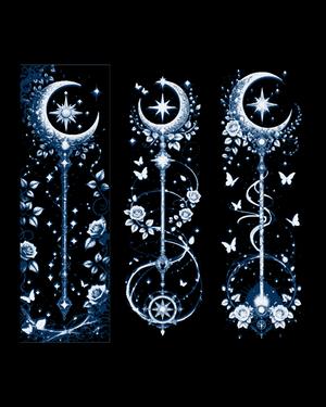 Intricacies of a Witch's wand - Beautiful wands of Magic - Set of bookmarks