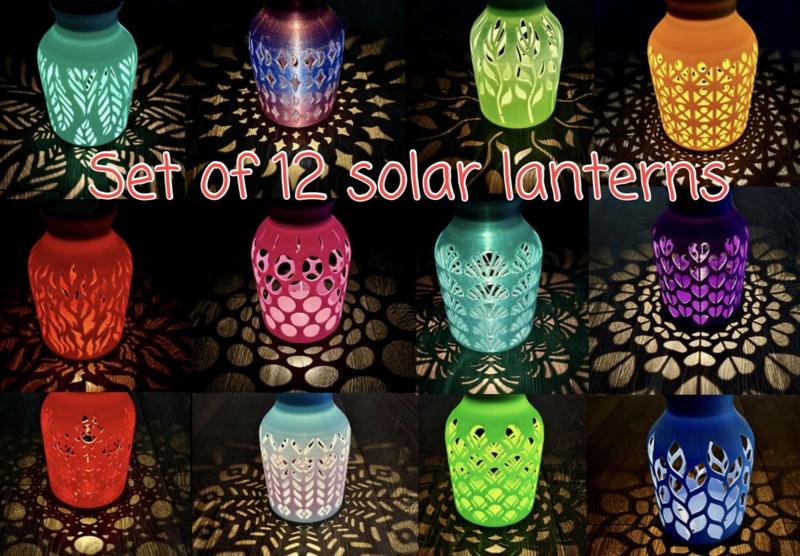 Set of 12 Solar Lanterns, plus mounting bracket