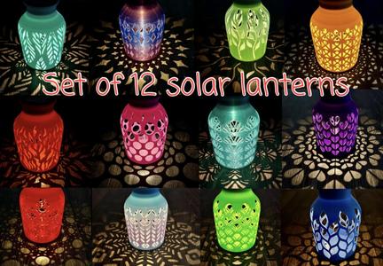 Set of 12 Solar Lanterns, plus mounting bracket