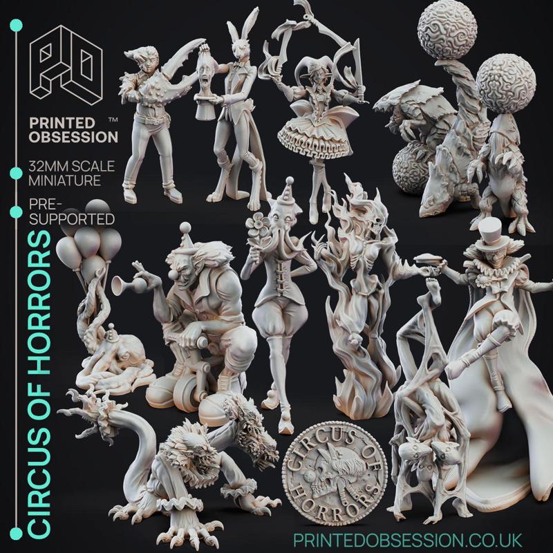 24 - Jerrys Circus of Horrors pack - 14 models - PRESUPPORTED