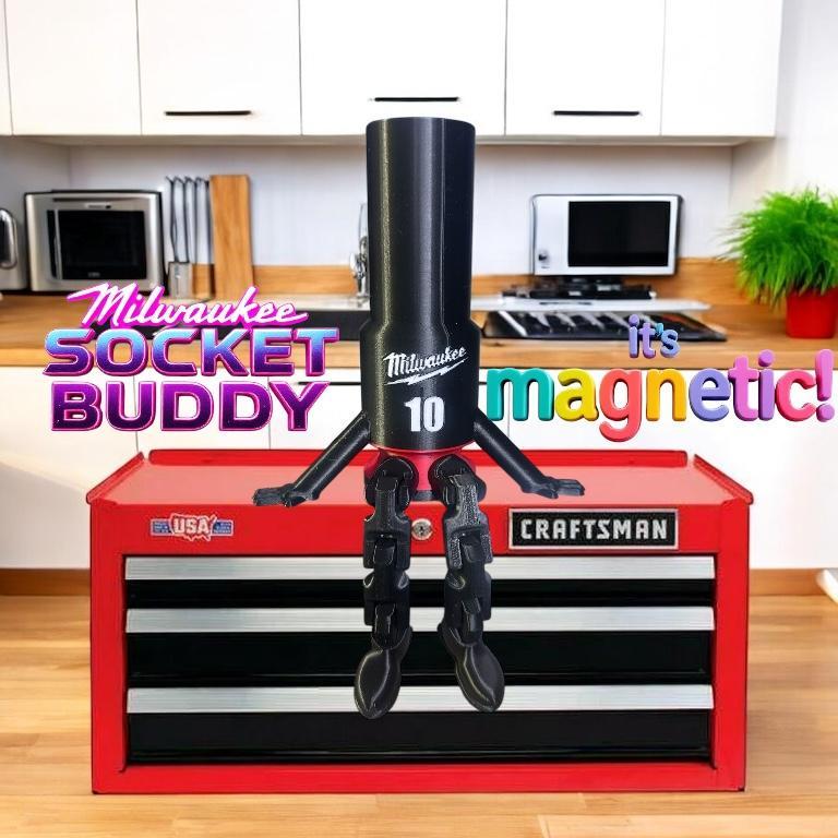 Milwaukee Magnetic Socket Buddy, Articulated, Print in Place socket to watch over your tools. 