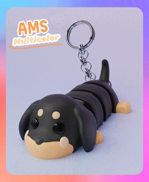 Flexi Dachshund Dog Keychain (Multicolor)