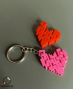 Articulated Pixel Heart Keychain