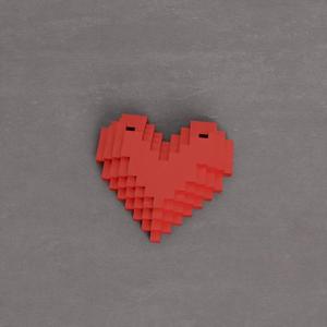 3D Heart Necklace Gift for Girlfriend with 3D Stl File & Valentine Heart, Valentine Gift, Heart Gift, Heart Art, 3D Printed Decor, Pixel Art