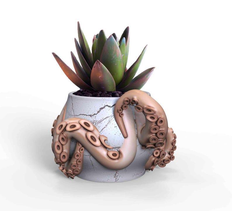 Octopus Planter Pot STL 3D Printer file: instant download plant lady gift