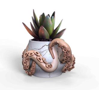 Octopus Planter Pot STL 3D Printer file: instant download plant lady gift