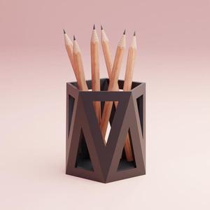 3D Printable Icosahedron Pencil Holder Geometric Desk Organizer