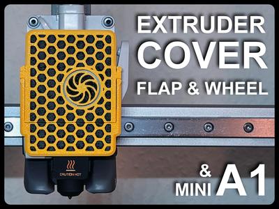 A1/A1 Mini Extruder Cover with Hotend Flap and Wheel
