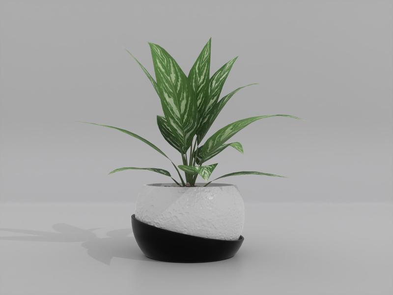 Moon-Shaped Planter with Drainage Saucer  3D Print