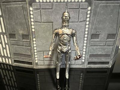 STAR WARS B-NDR DROID, BENDER FUTURAMA, HALLOWEEN SPECIAL 2023, CUSTOM UNPRODUCED KENNER, HASBRO ACTION FIGURE, 3.75″, 1/18, 5POA