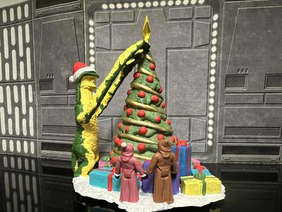 STAR WARS ADVENT CALENDAR 2023 DAY #9 AMANAMAN PUTTING ON THE CHRISTMAS TREE STAR, JAWA LOVE ACTION FIGURE, 3.75″, 1/18 KENNER, HASBRO