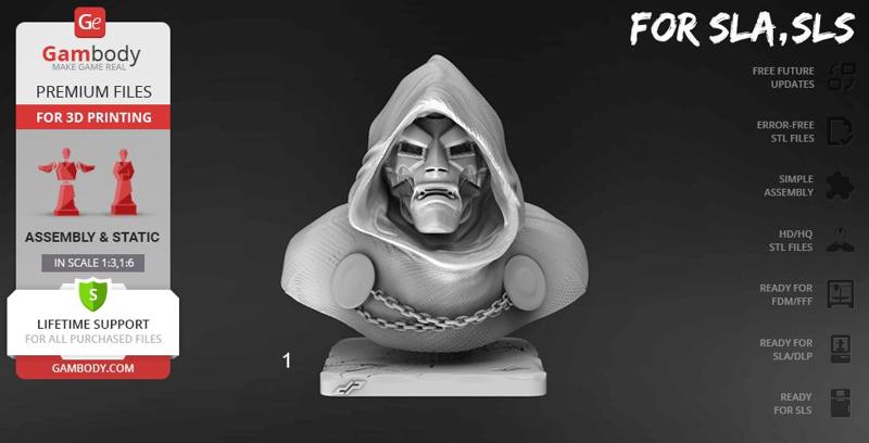 Dr Doom Bust 3D Printing Figurine | Assembly
