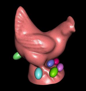 Hen with eggs