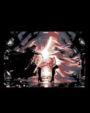 Star Wars Universe Fan Art - Jedi and Sith, The dark and the light at battle  - Hueforge art