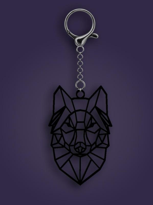Geometric Wolf Keychain