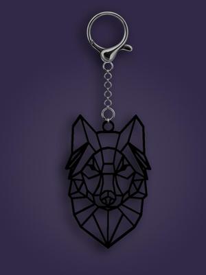 Geometric Wolf Keychain