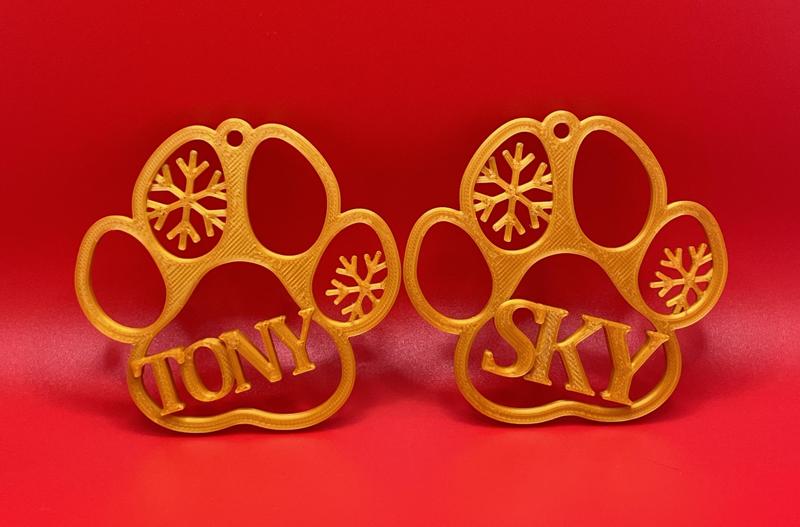 Pfotenanhänger Hund & Katze mit Schneeflocken