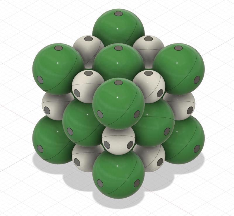 NaCl Lattice Model magnetic | Ionengittermodell magnetisch