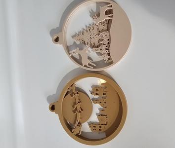 Vintage-Inspired Christmas Ornaments - Classic Holiday Scenes with a Wood Look