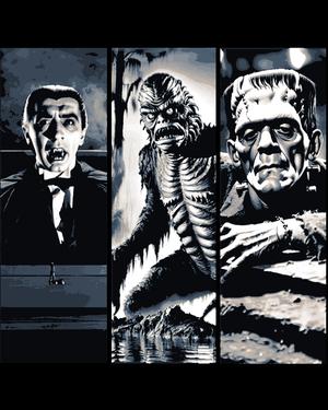 Classic Monsters - the villains in black and white cinema - Set of Bookmarks