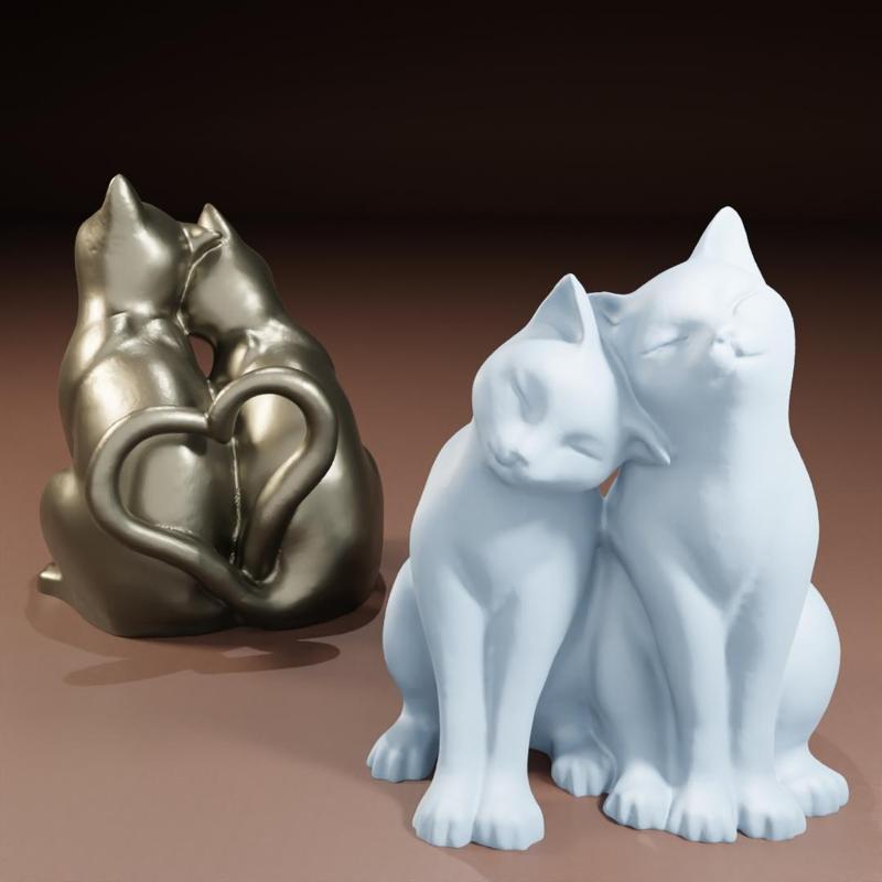Smooth and Low Poly Cats with "heart tails"