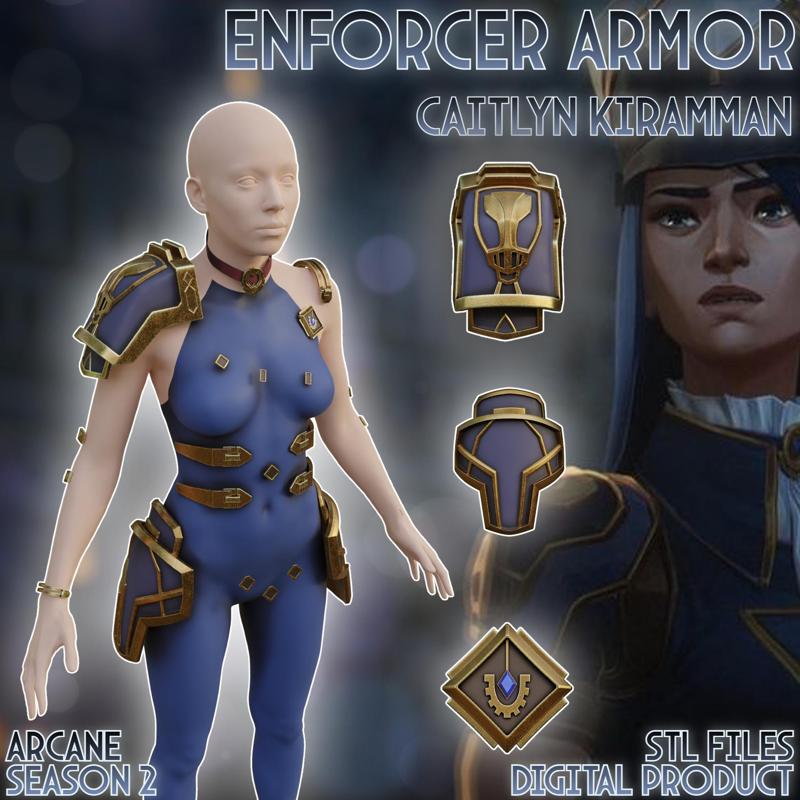 Caitlyn Kiramman Enforcer Armor Cosplay Outfit Arcane