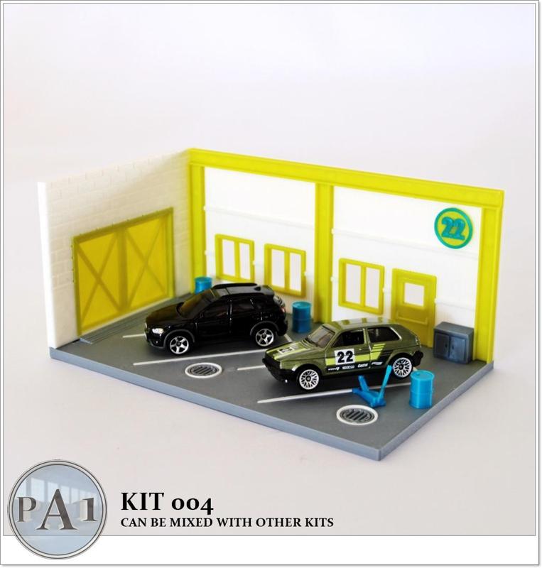 MINI GARAGE DIORAMA FOR 1/64 SCALE DIECASTS - MODEL 004