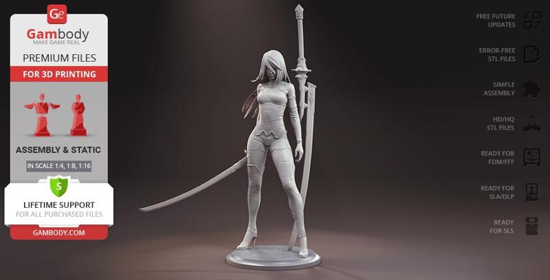 YoRHa A2 Standing Posture 3D Printing Figurine | Assembly