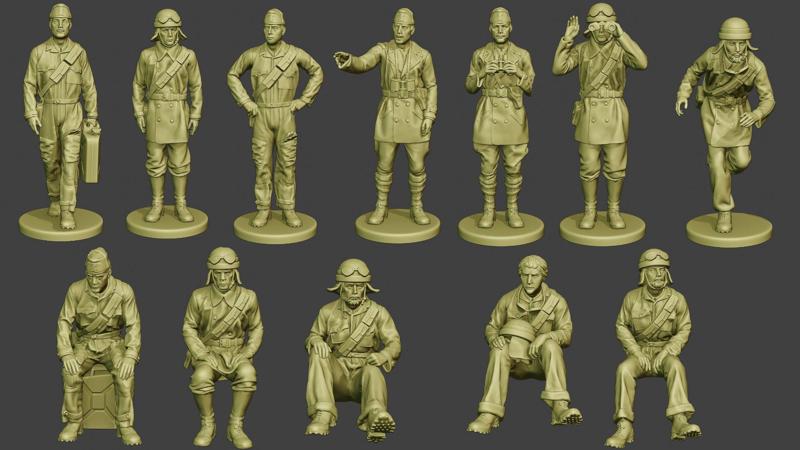 Italian Tank Crew ww2 ITCU1 Pack 1 3D Model Collection