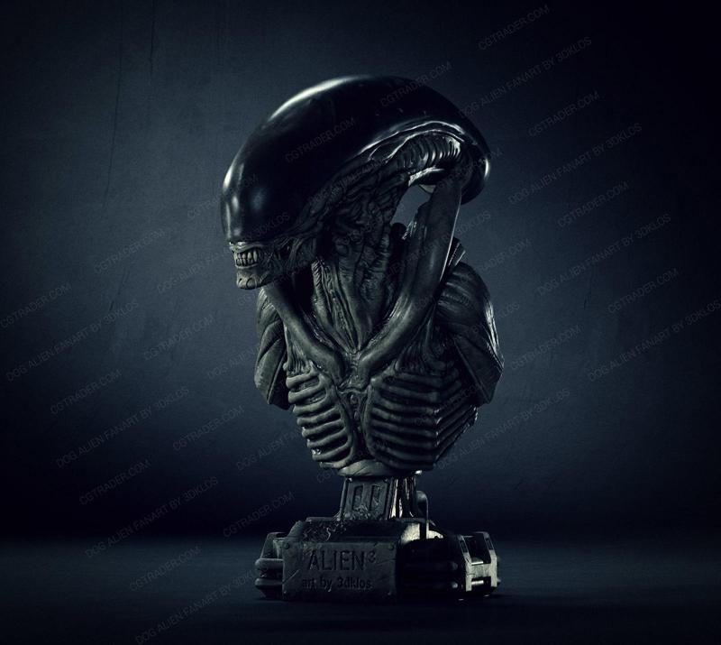Dog alien Bust - printable STL