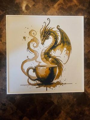 Dragon and coffee wall art-200x200-Hueforge - 4 Colors