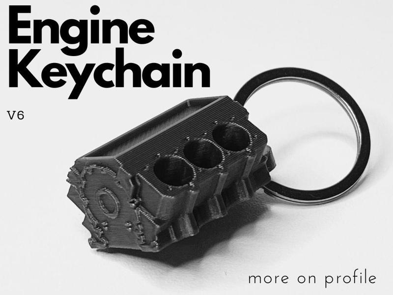 Engine block V6 keychain