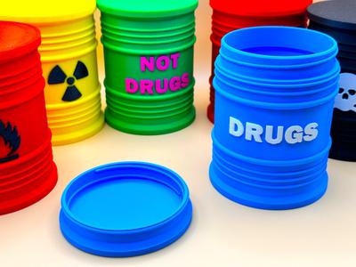 "Drugs" Barrel Stash Container 80x105mm