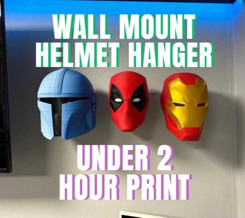 Helmet Hanger Wall Mount (under 2 hour print)