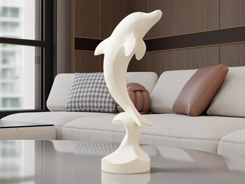 Minimalist "Dolphin on Wave" Statue