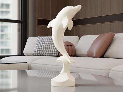 Minimalist "Dolphin on Wave" Statue