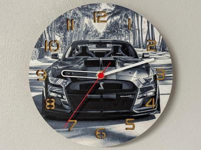 Wall / desk clock Ford Mustang GT500 HueForge