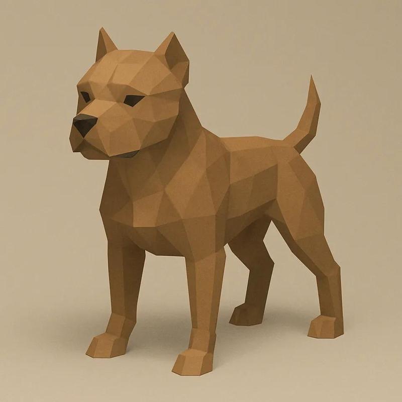 Dog Pitbull Low Poly   