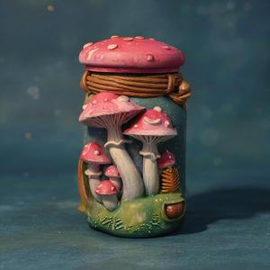 Whimsical Mushroom Jar