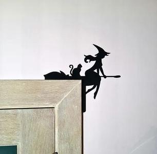Flying witch door decoration