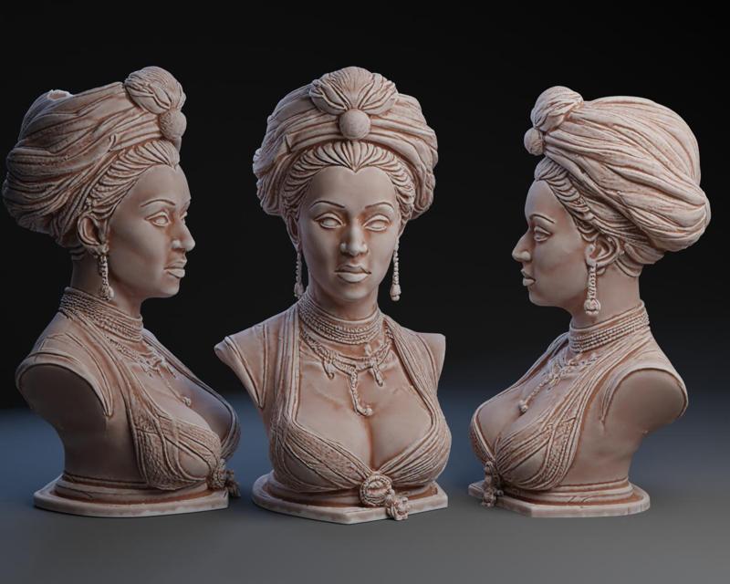 Bust of Louisiana Creole practitioner of Voodoo / + Planter Version